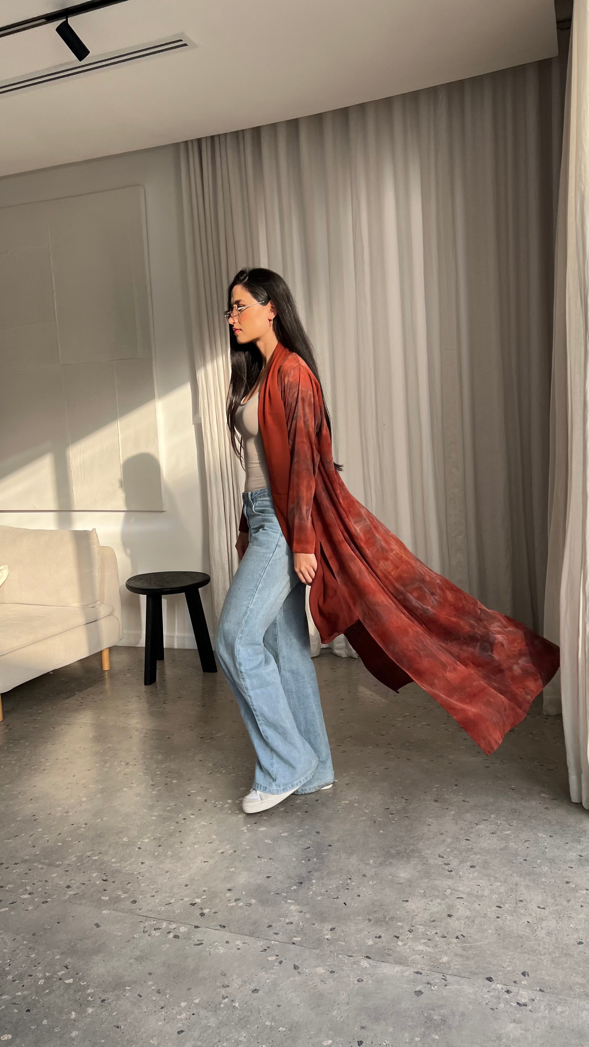 Marble Print Red Abaya