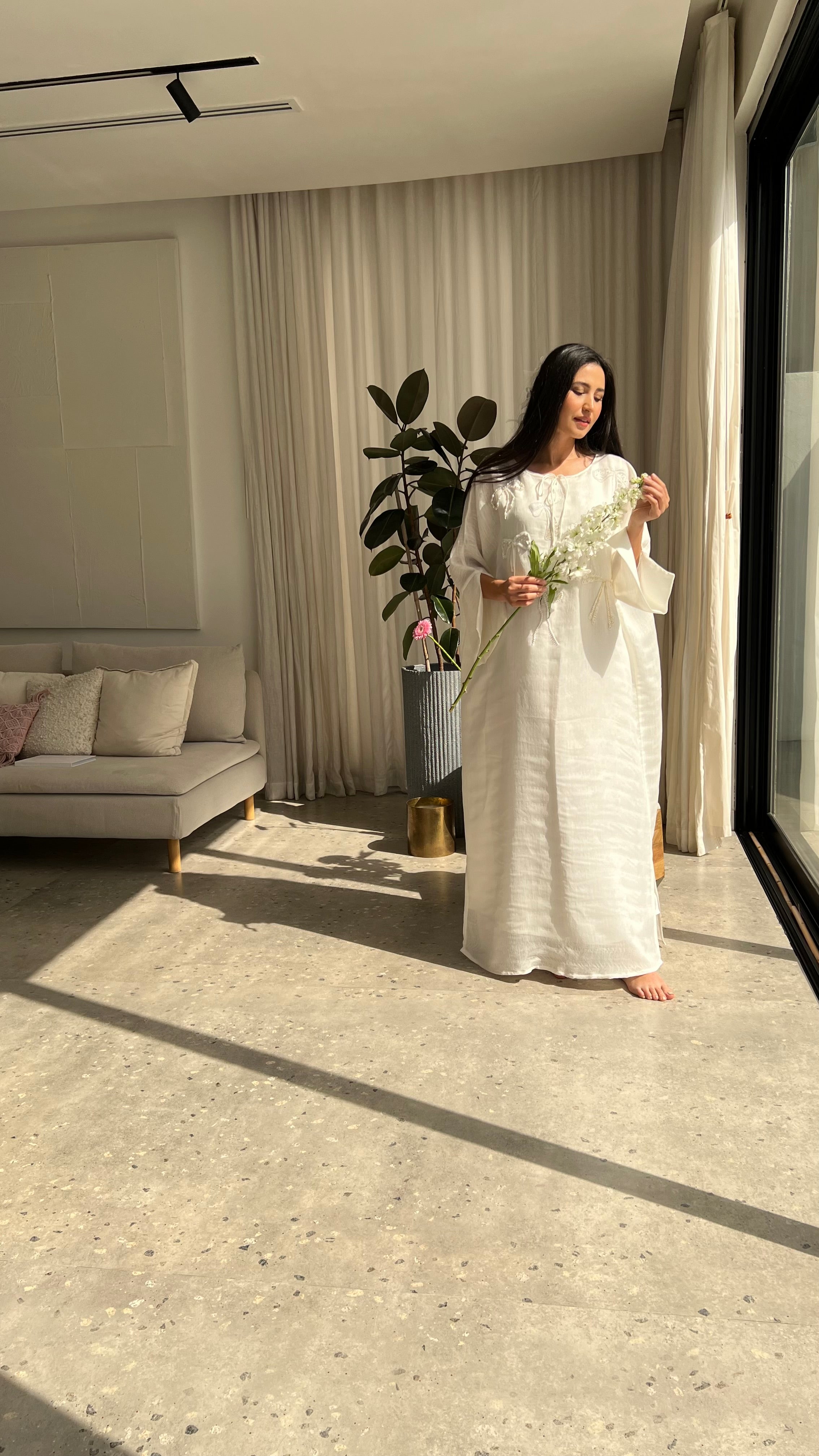 Bow Embroidery Kaftan