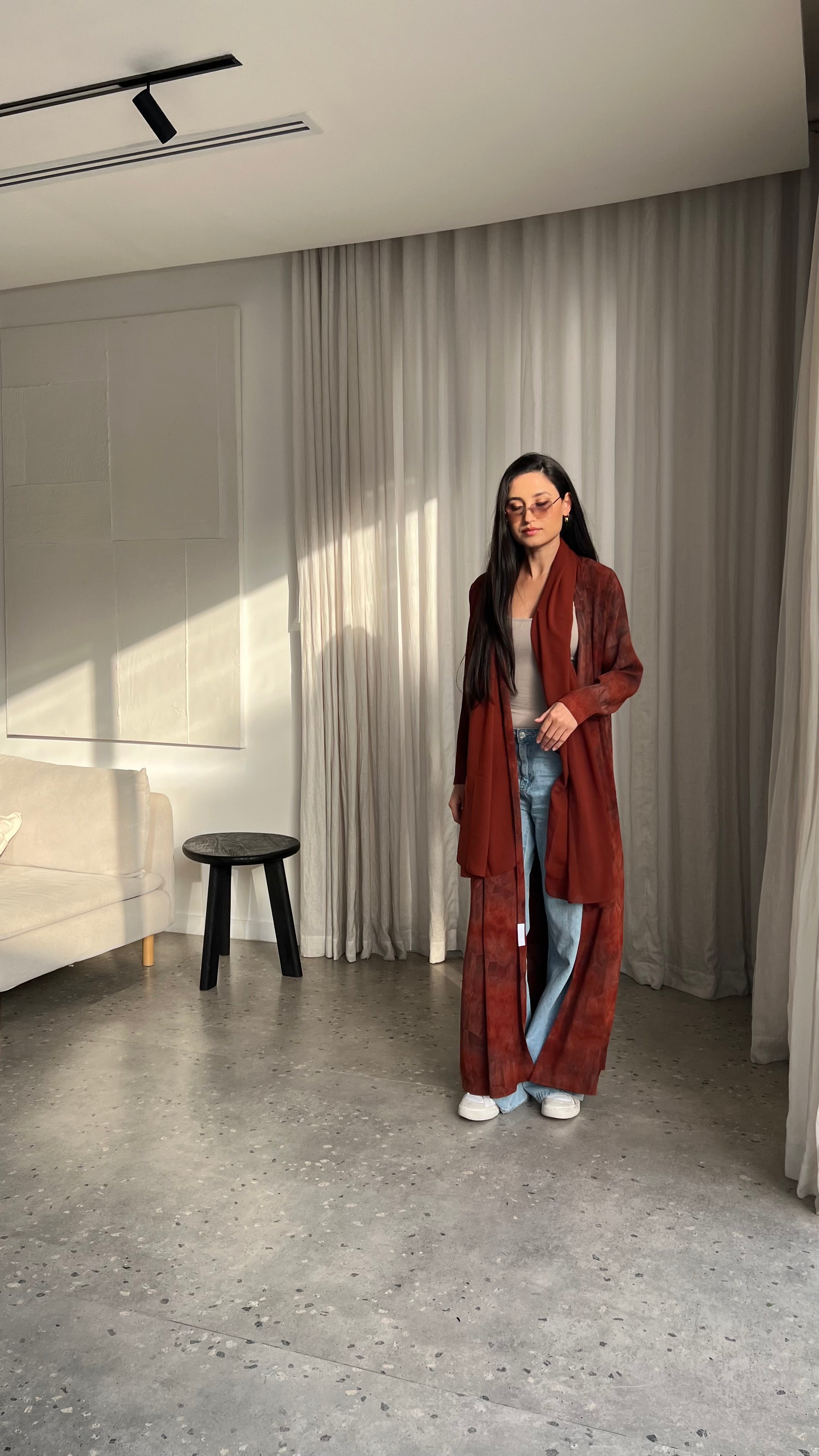 Marble Print Red Abaya