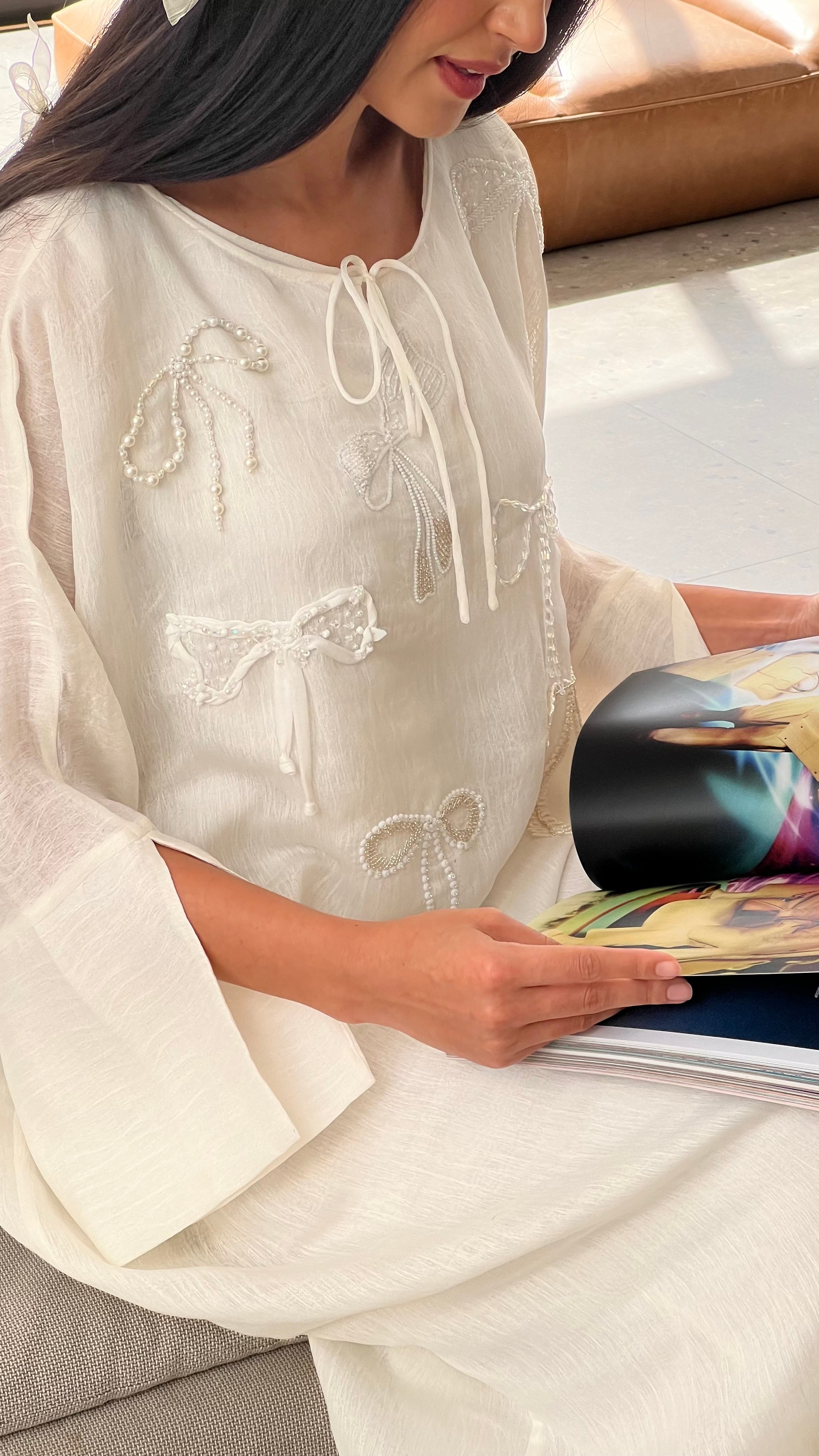 Bow Embroidery Kaftan