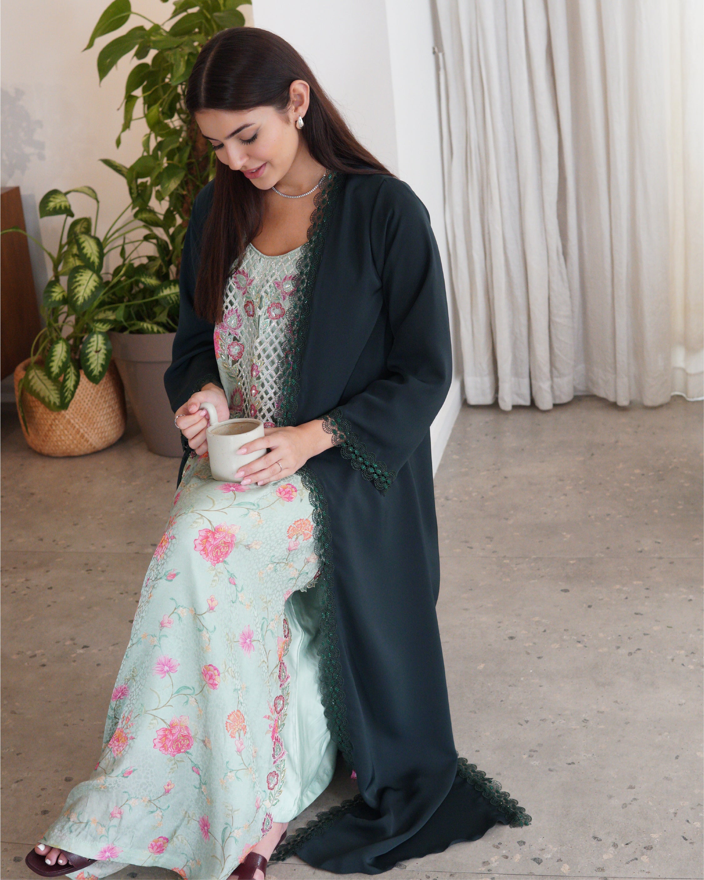 Emerald Lace Abaya