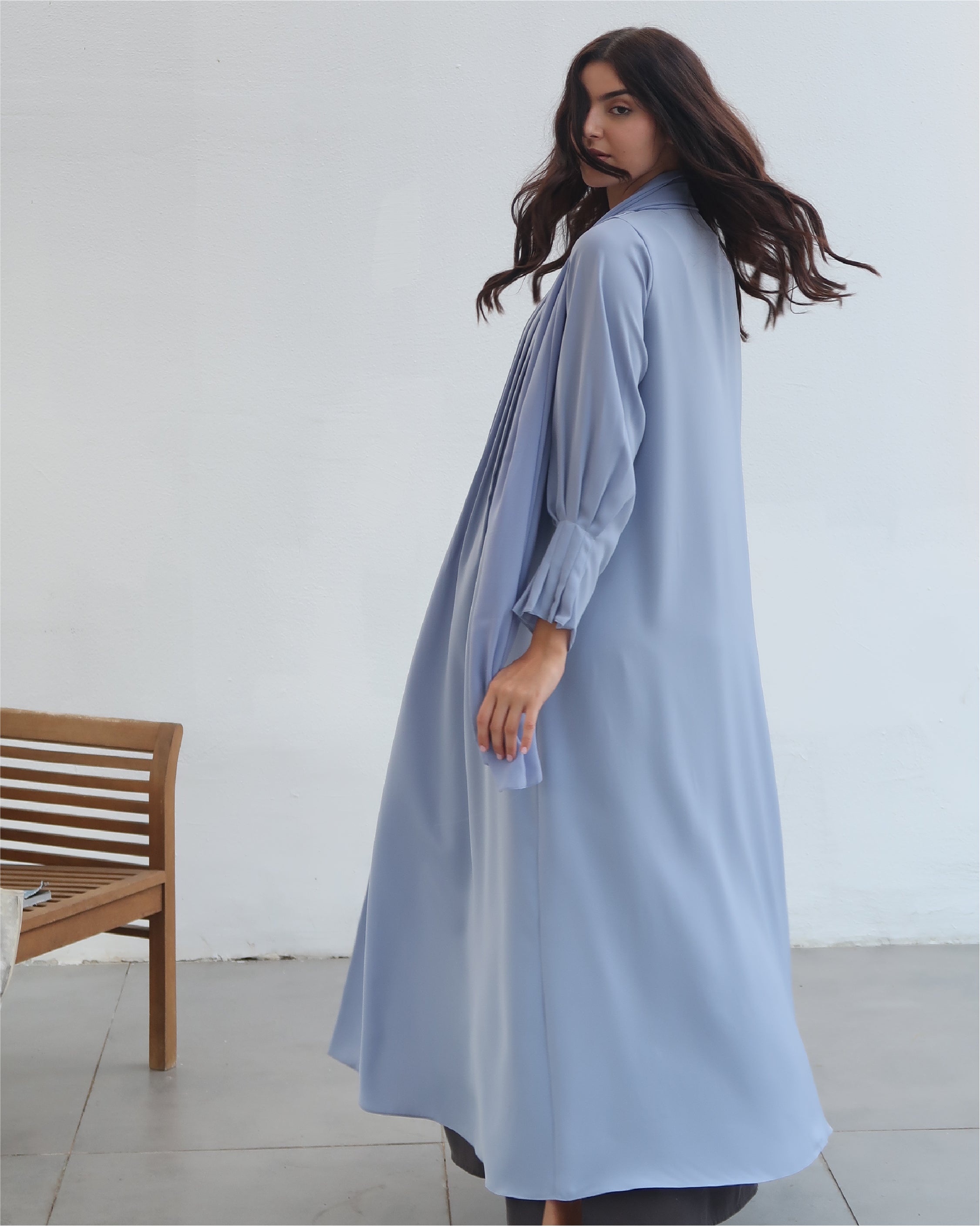 Baby Blue Button Abaya
