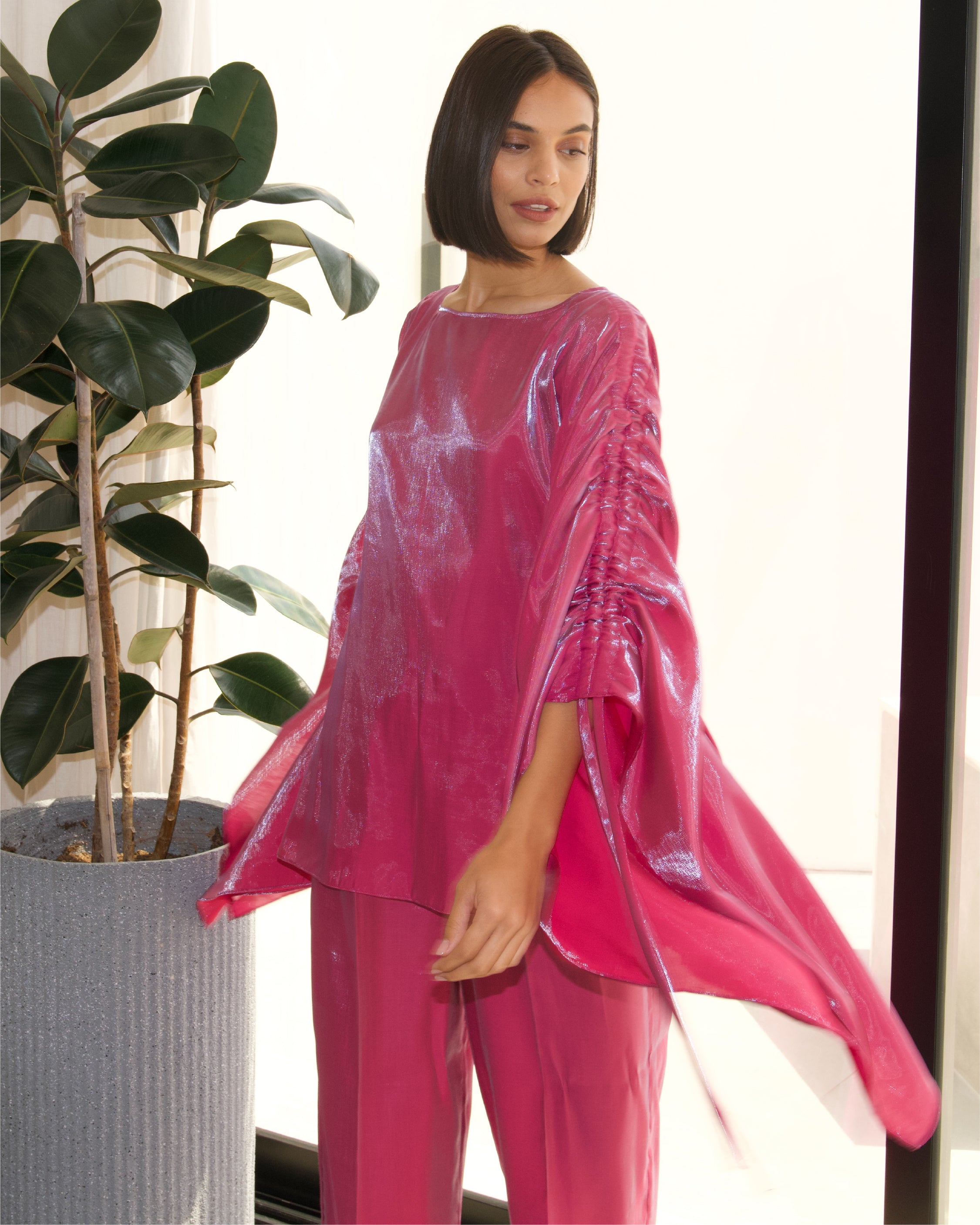 Shimmery Cotton Set — Magenta Bloom