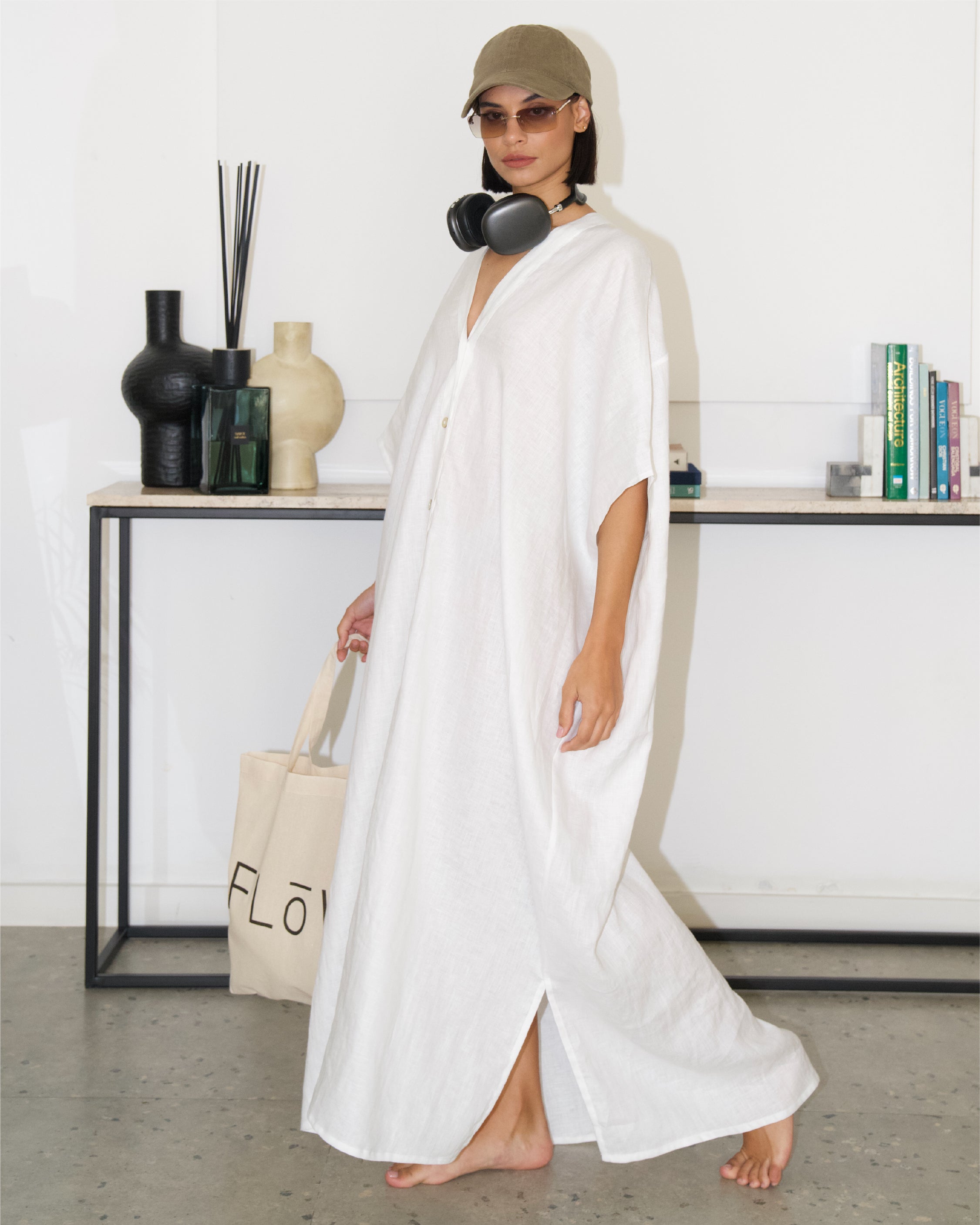 White Linen Flow Kaftan