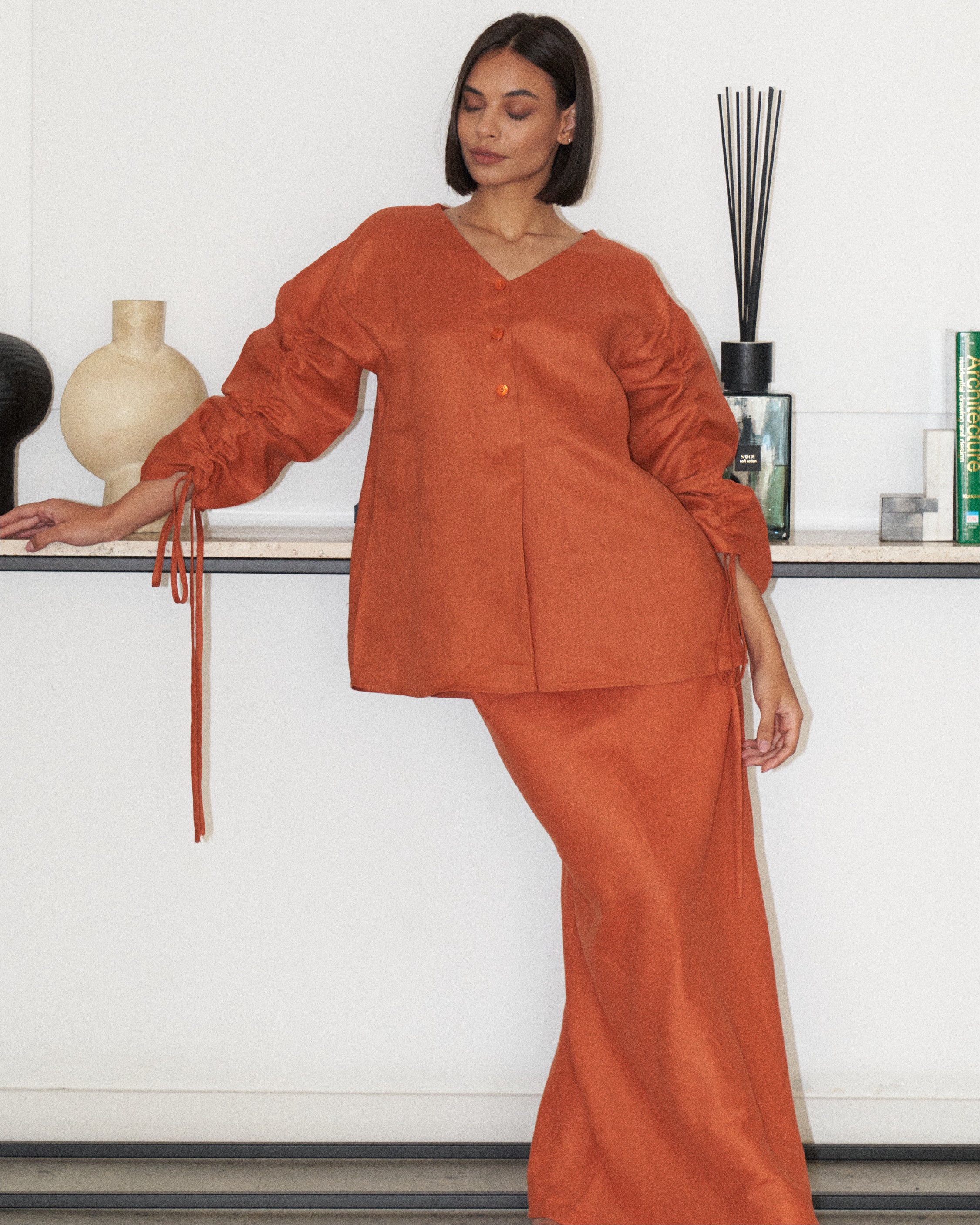 Burnt Orange Skirt Set