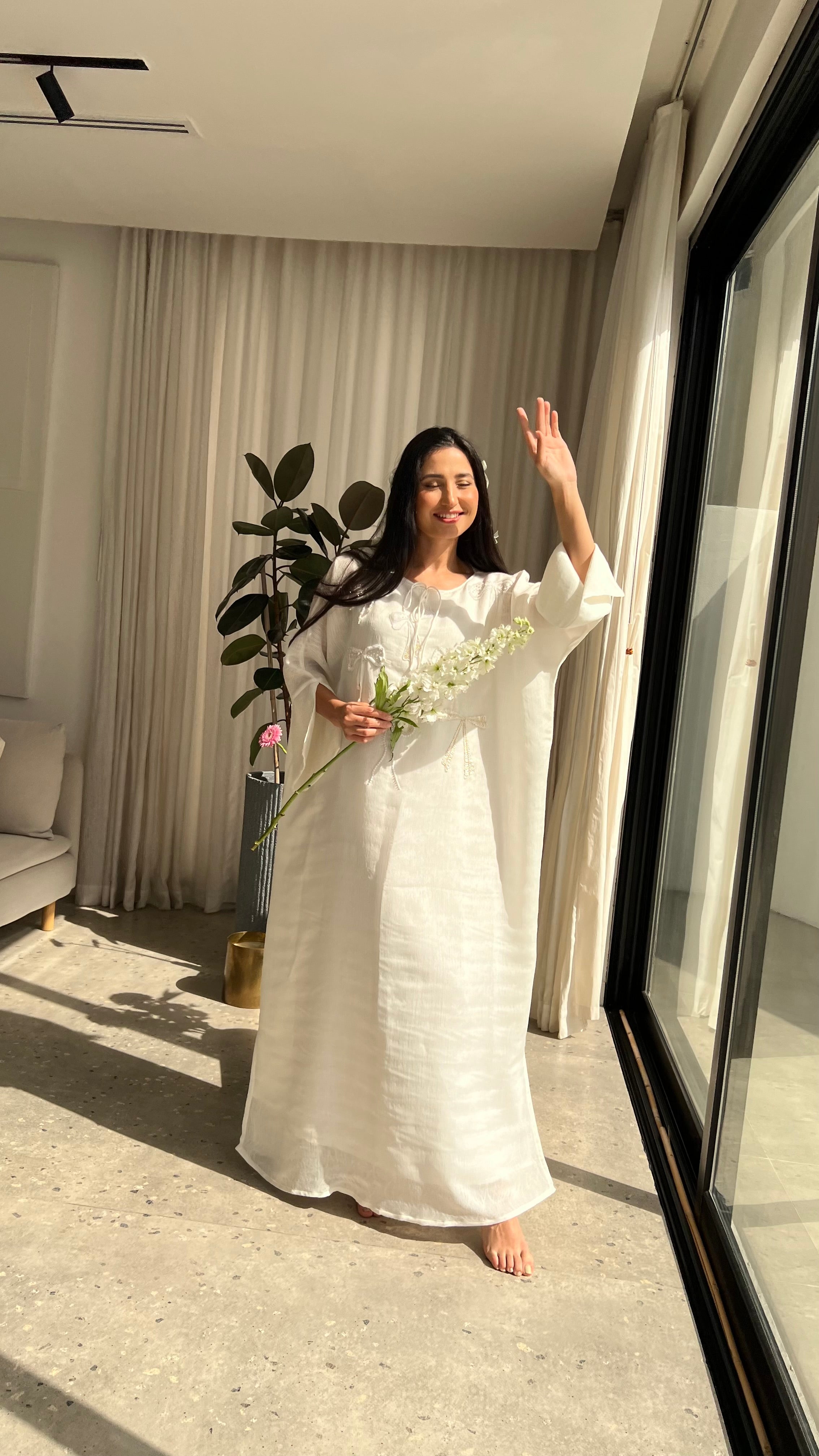 Bow Embroidery Kaftan
