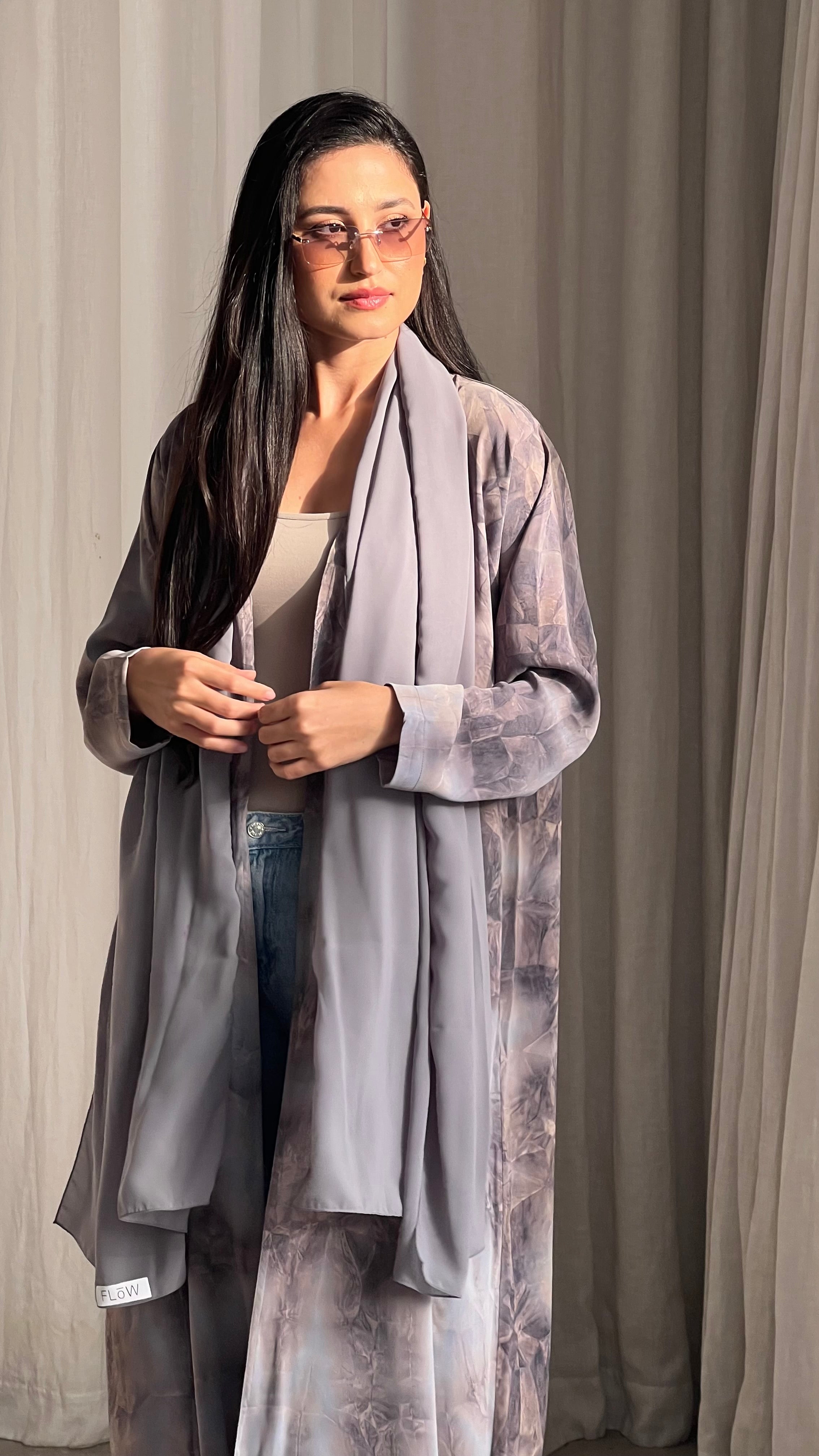 Marble Print Grey Abaya