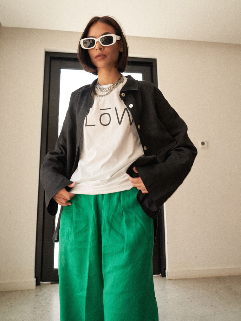 Black/ Green Trouser Set