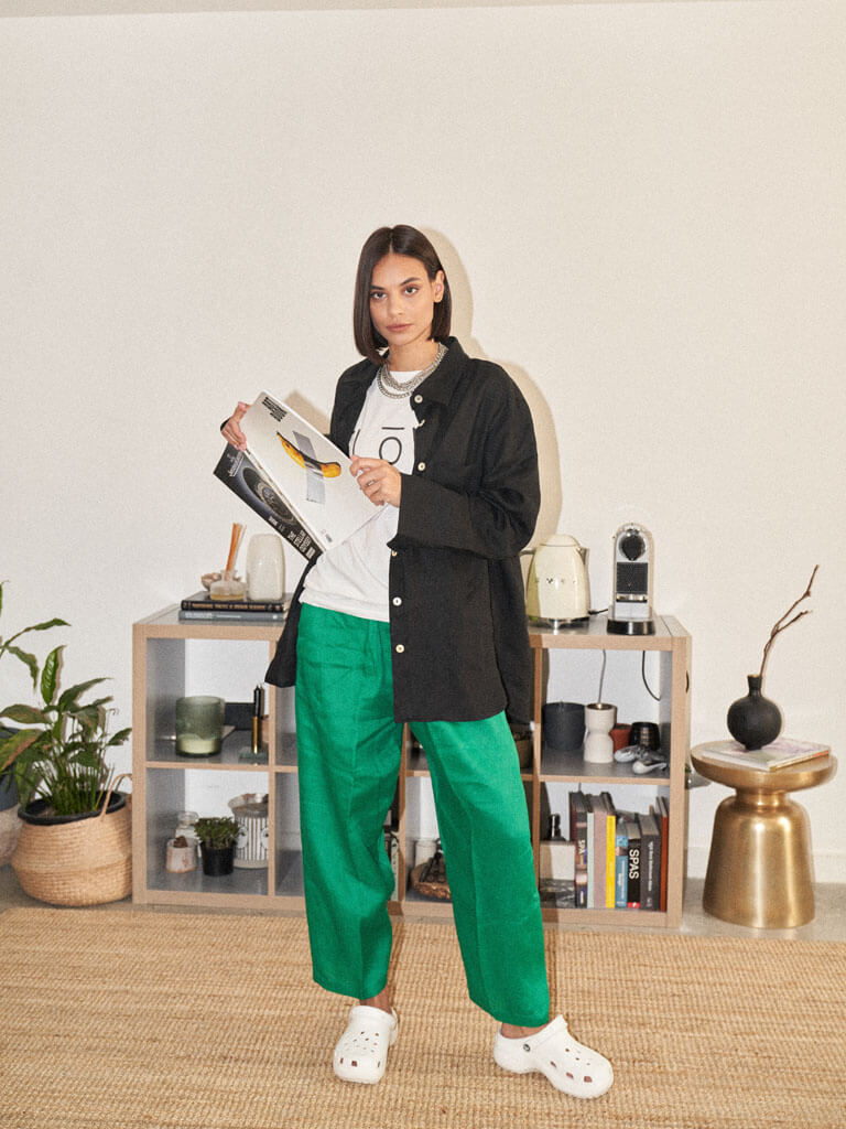 Black/ Green Trouser Set