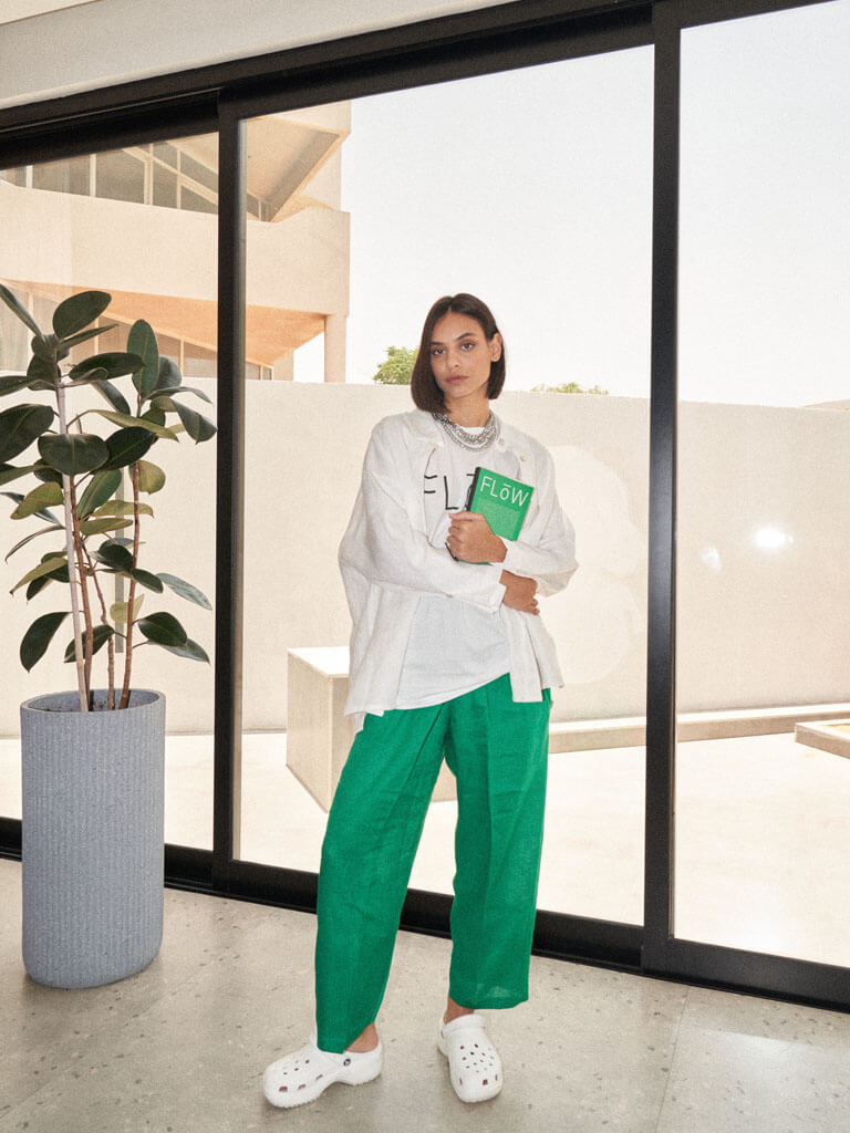 White/Green Trouser Set