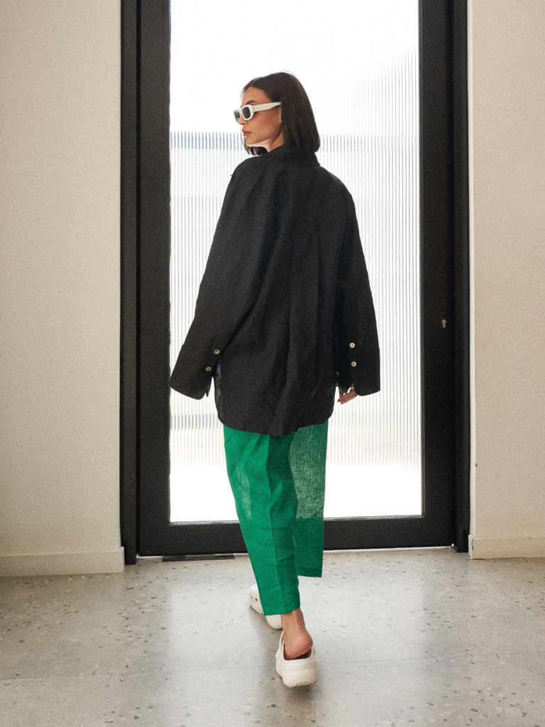 Black/ Green Trouser Set