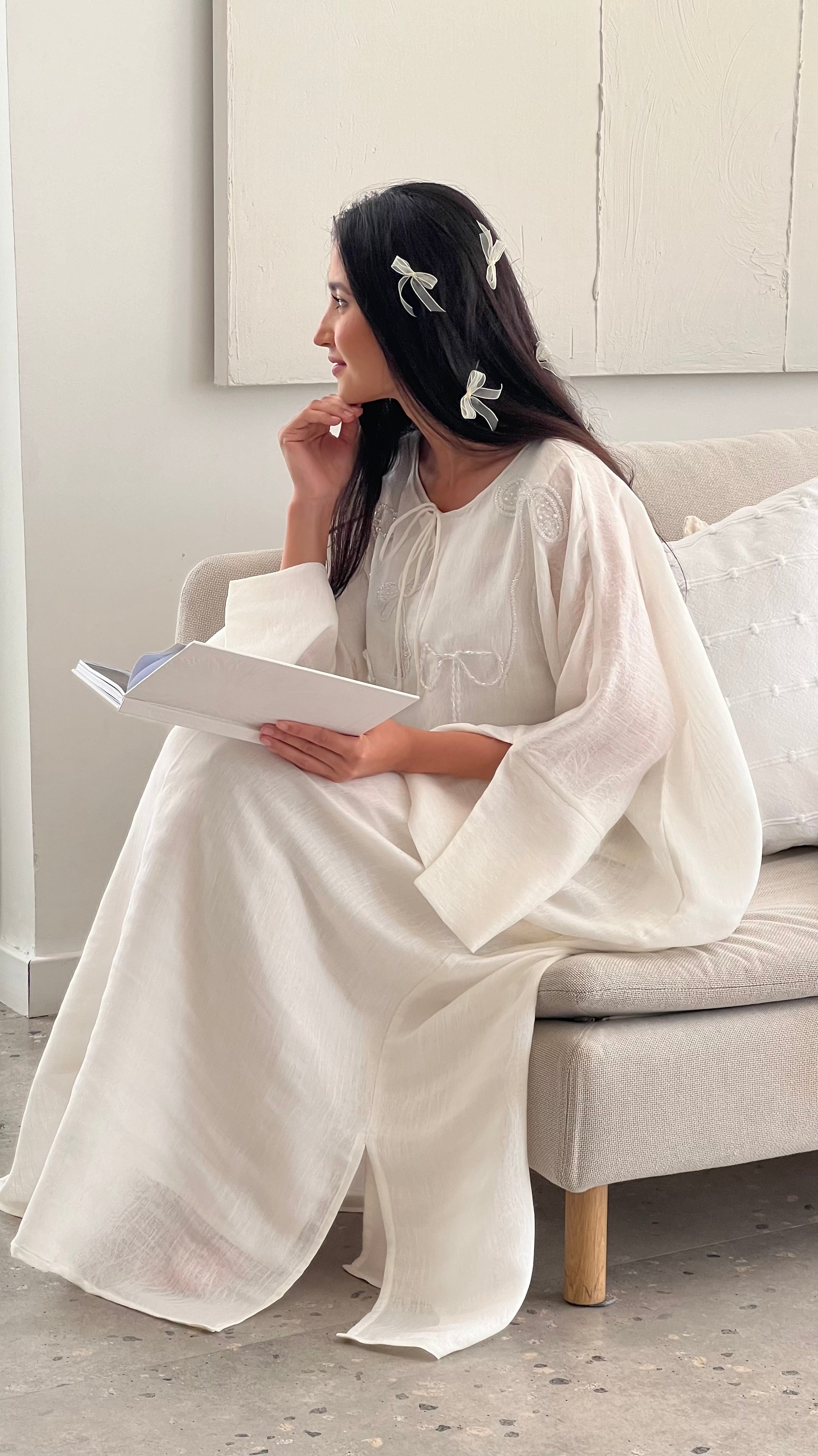 Bow Embroidery Kaftan