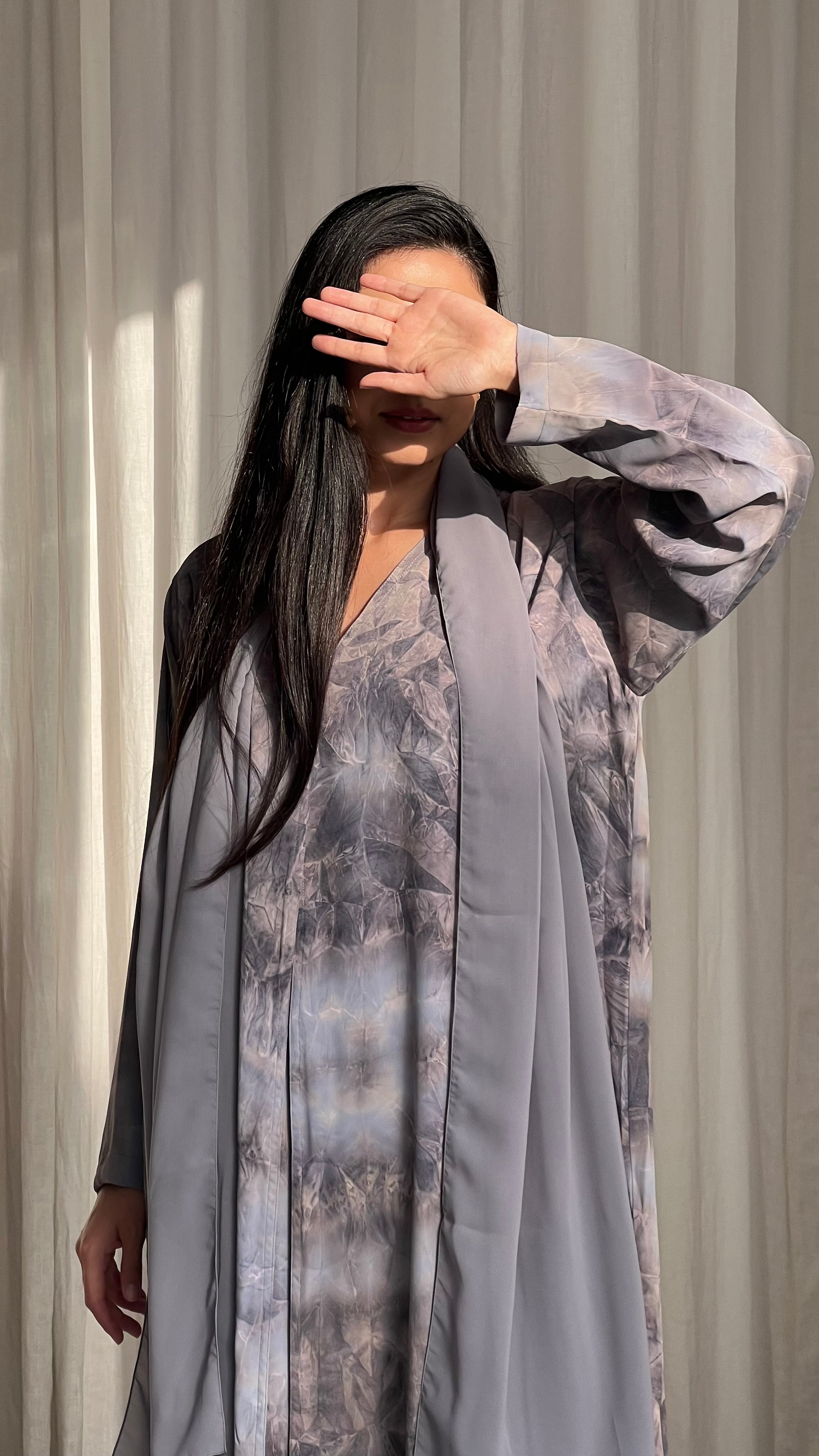 Marble Print Grey Abaya
