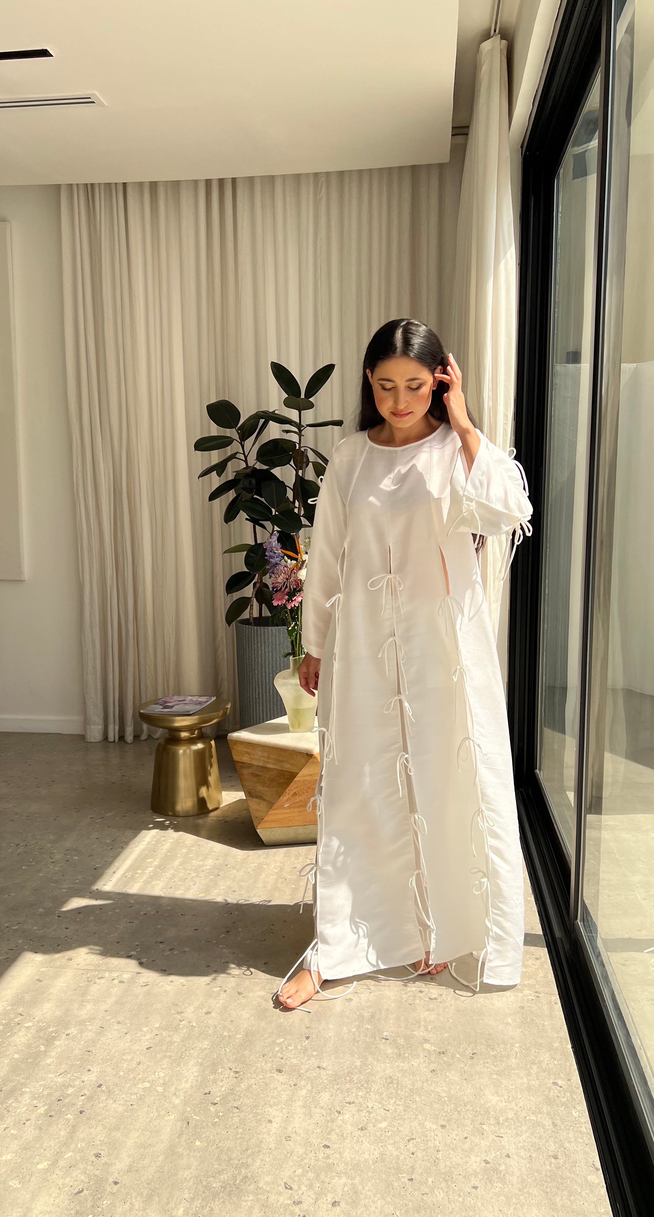 Bow Tie White Kaftan