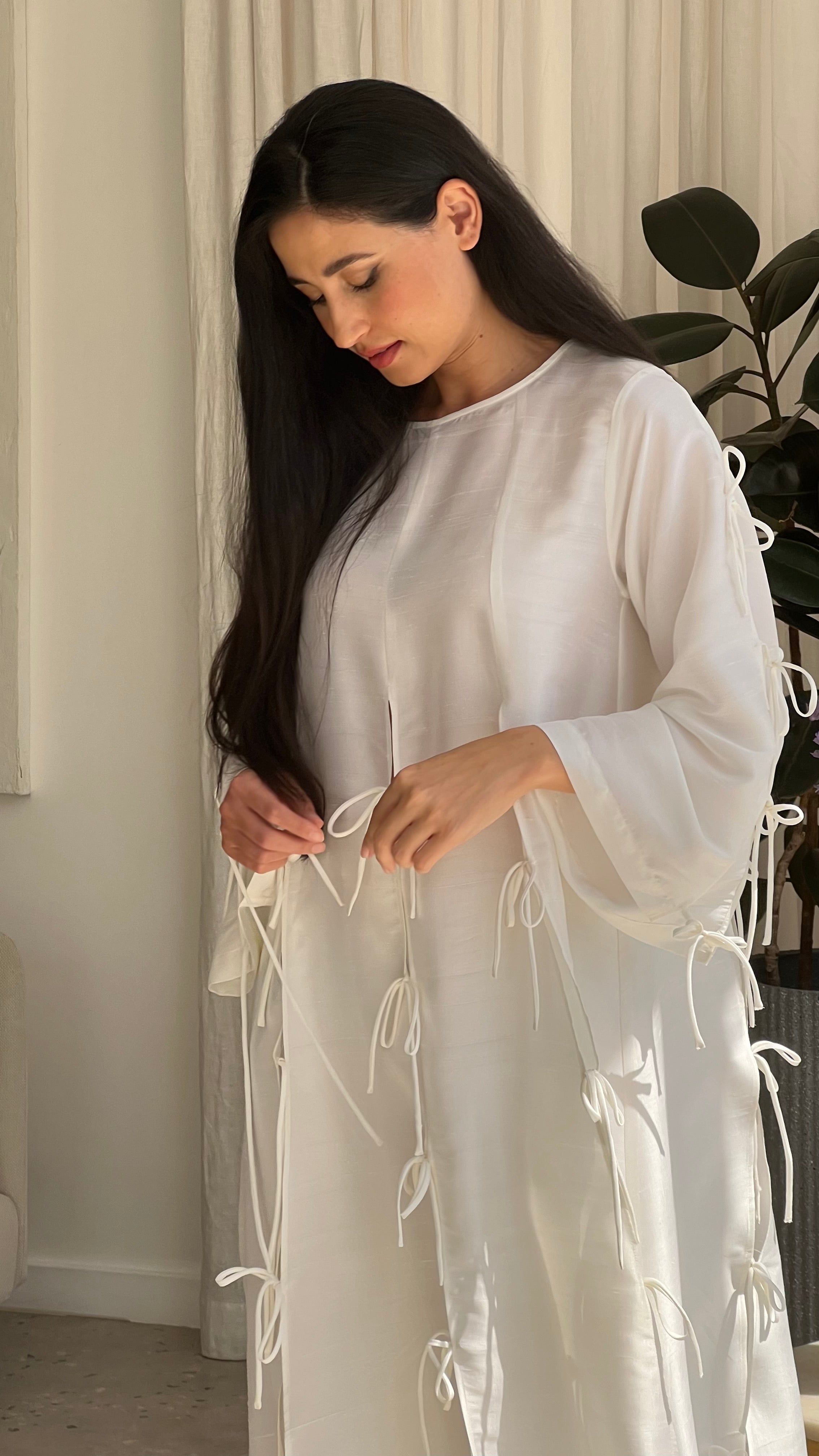 Bow Tie White Kaftan