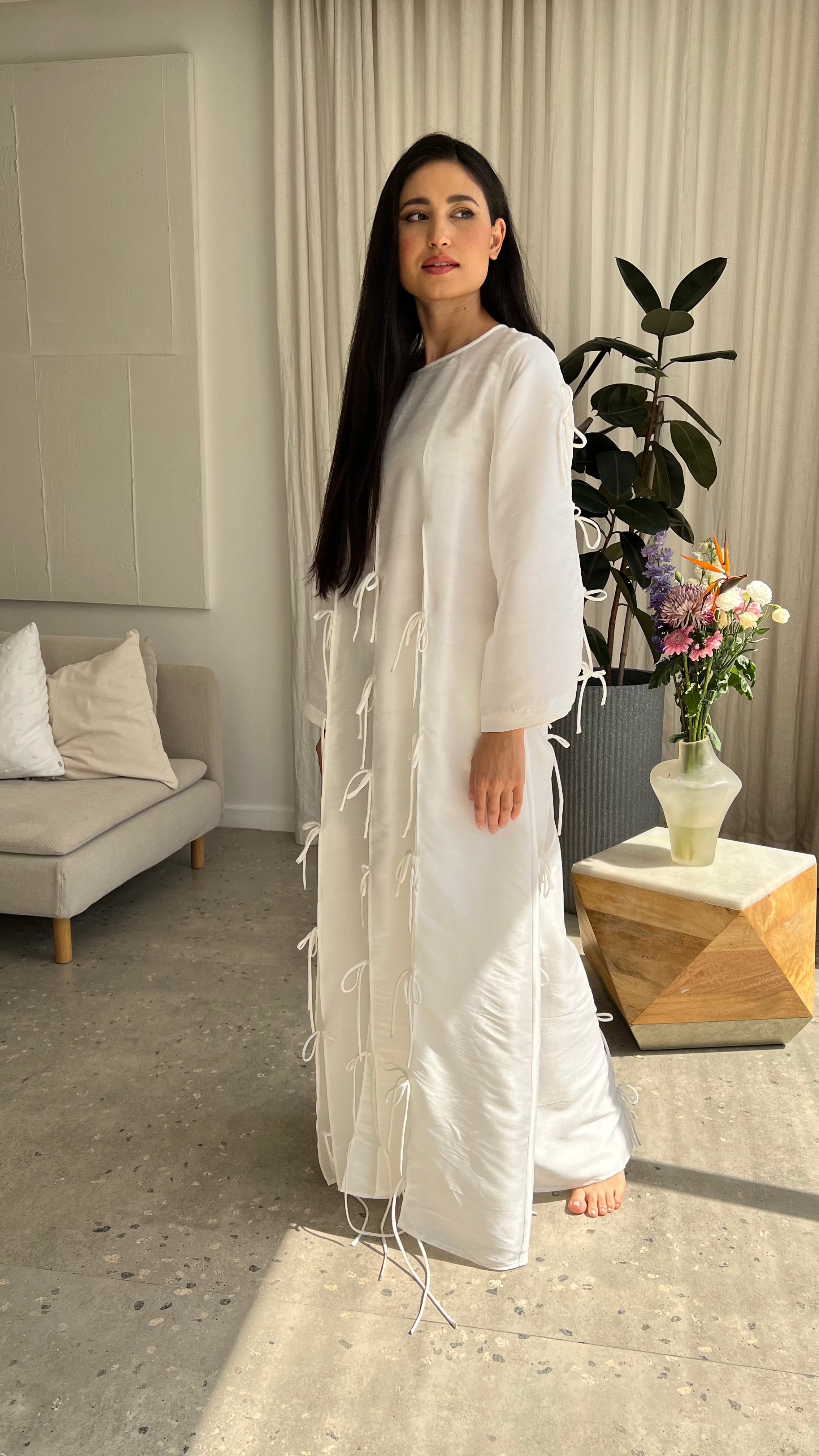 Bow Tie White Kaftan