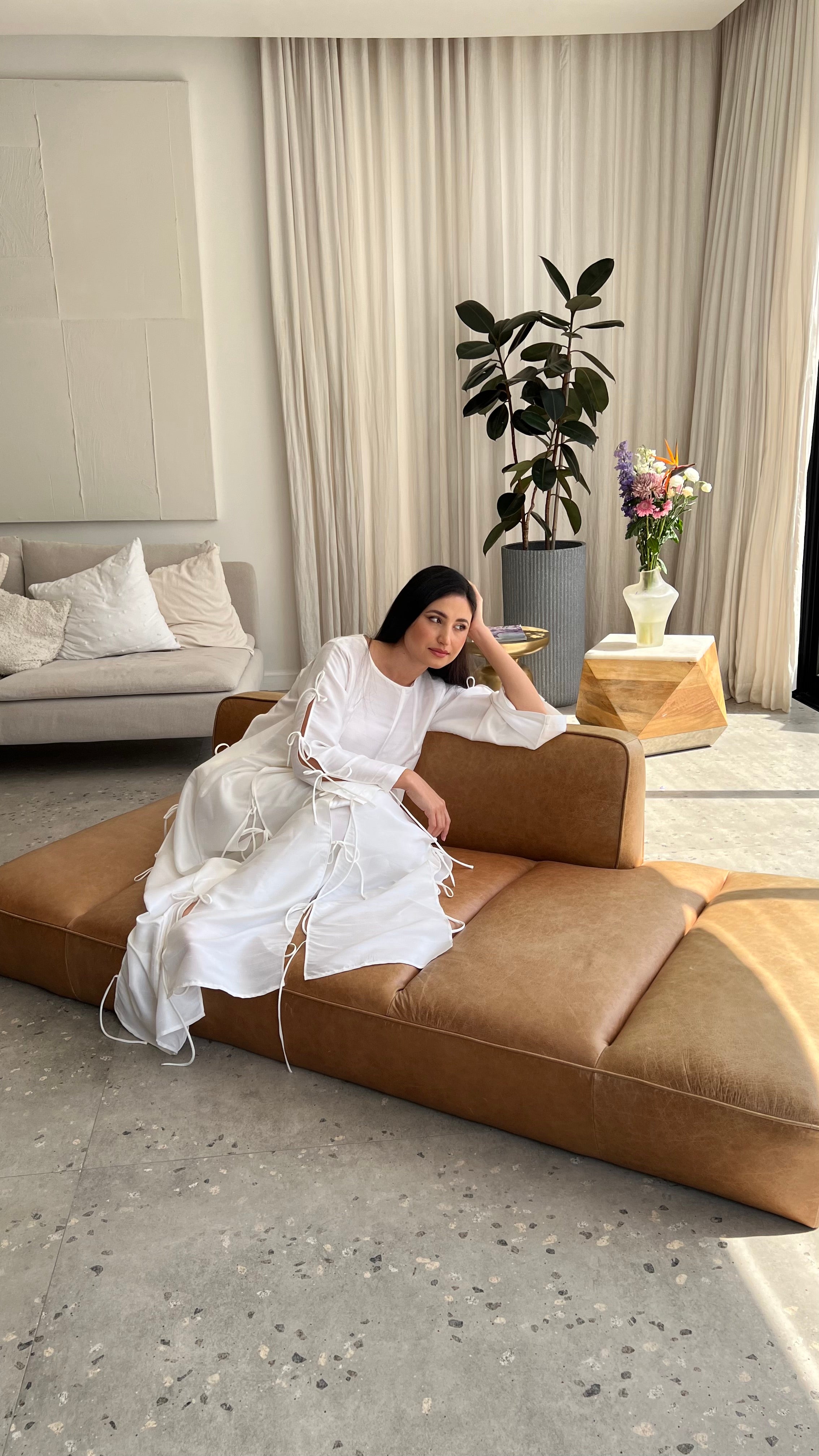 Bow Tie White Kaftan