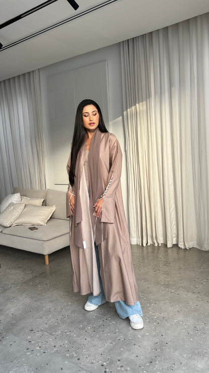 Taupe Rope Sleeve Abaya