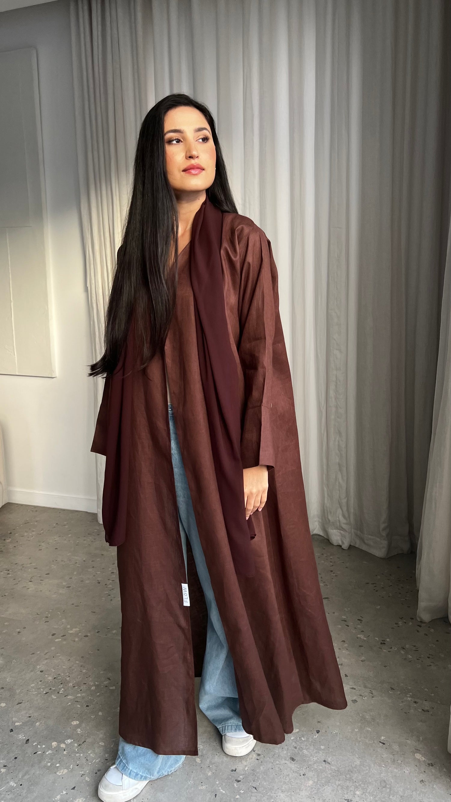 Brown Linen Abaya