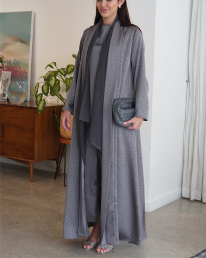 Grey Silk Cotton Abaya