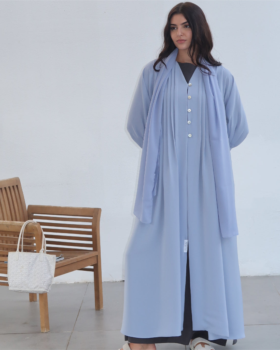 Baby Blue Button Abaya