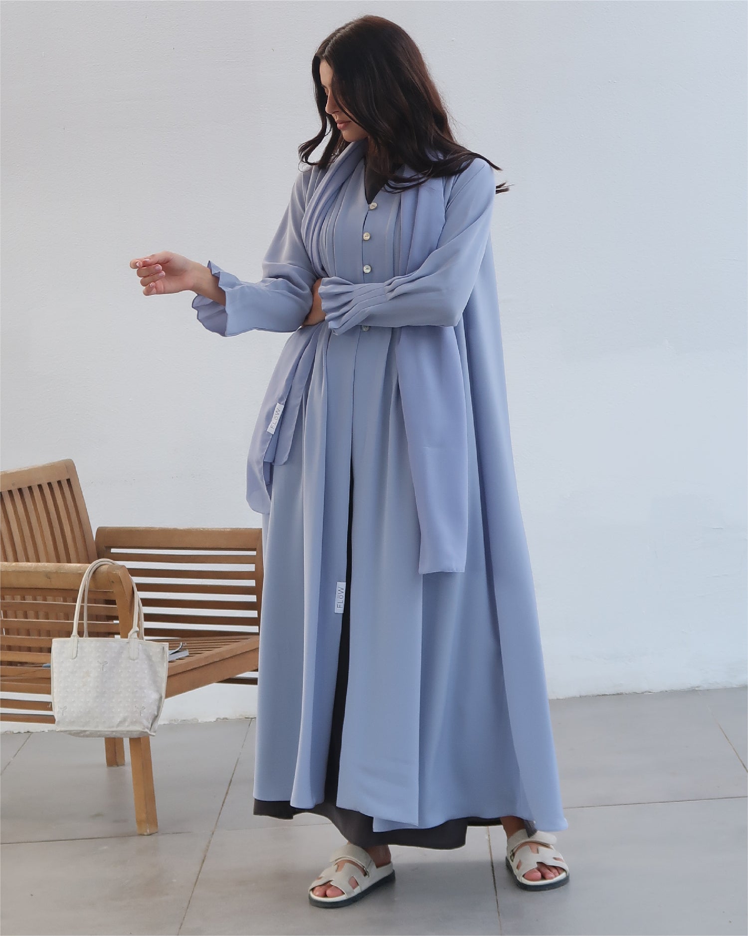 Baby Blue Button Abaya