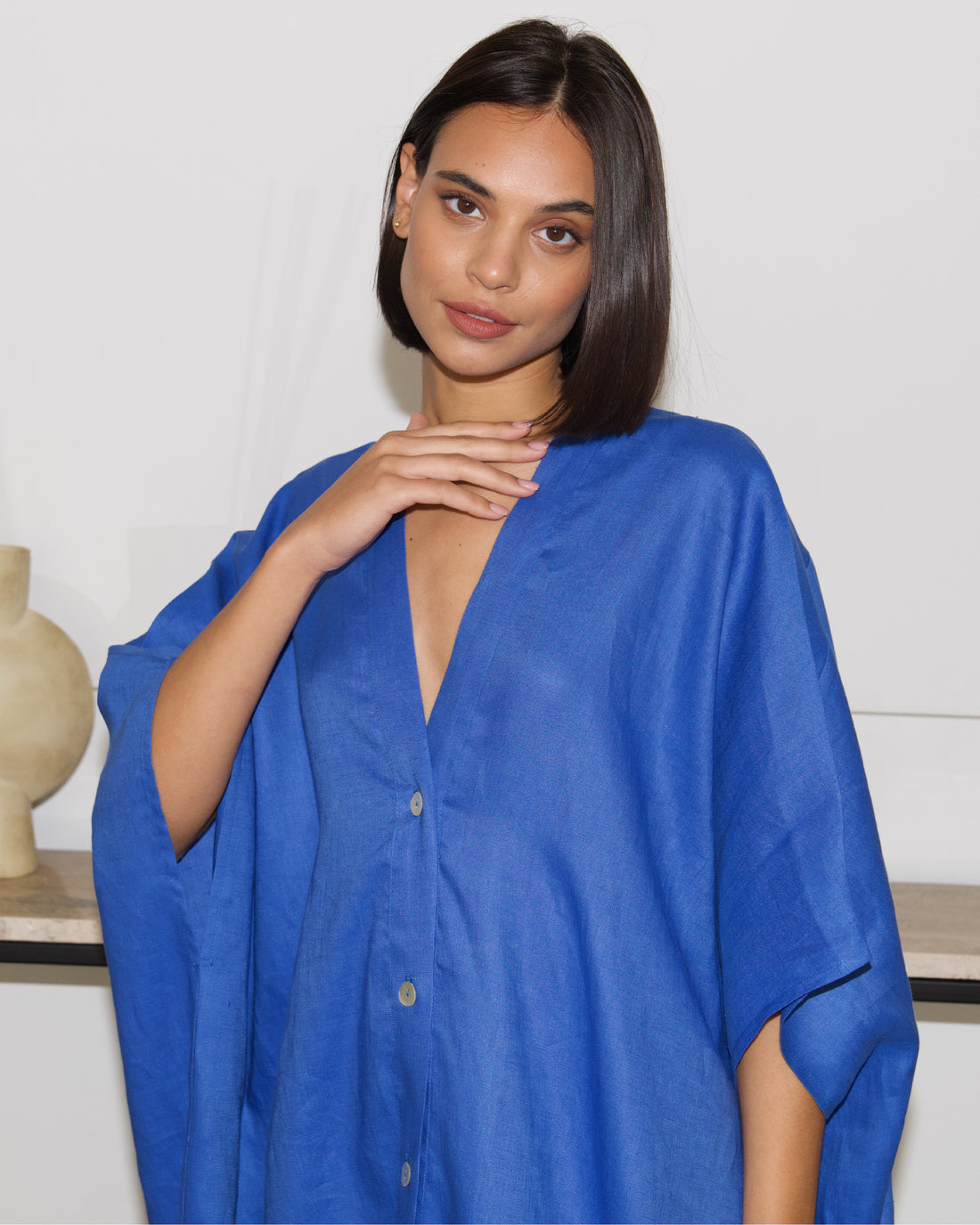 Blue Linen Flow Kaftan
