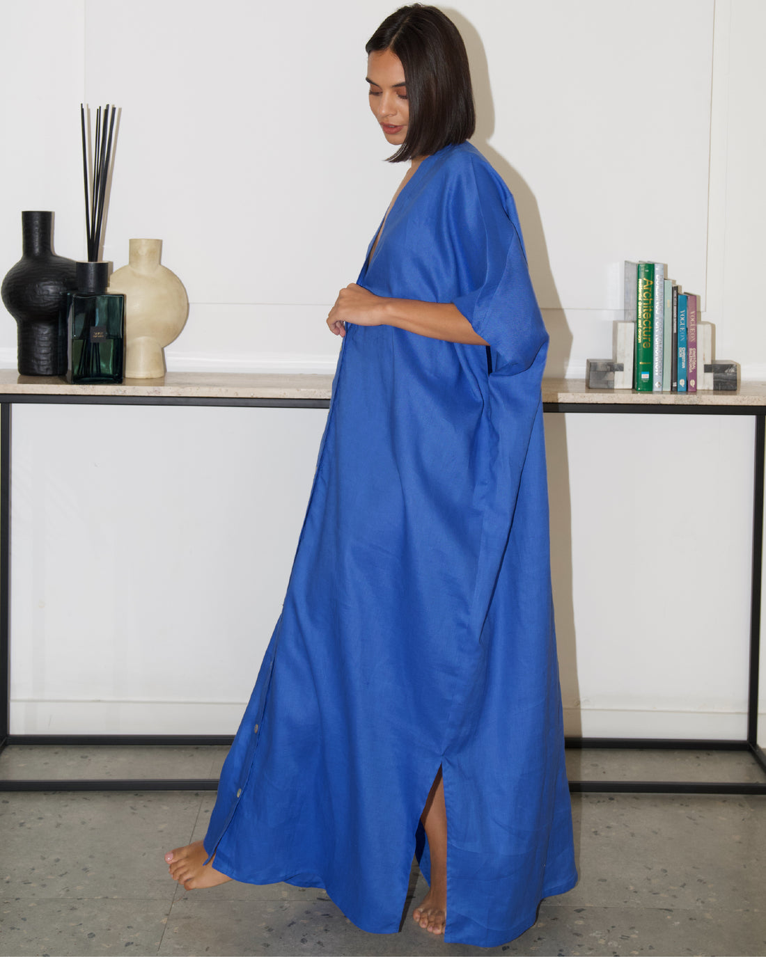 Blue Linen Flow Kaftan