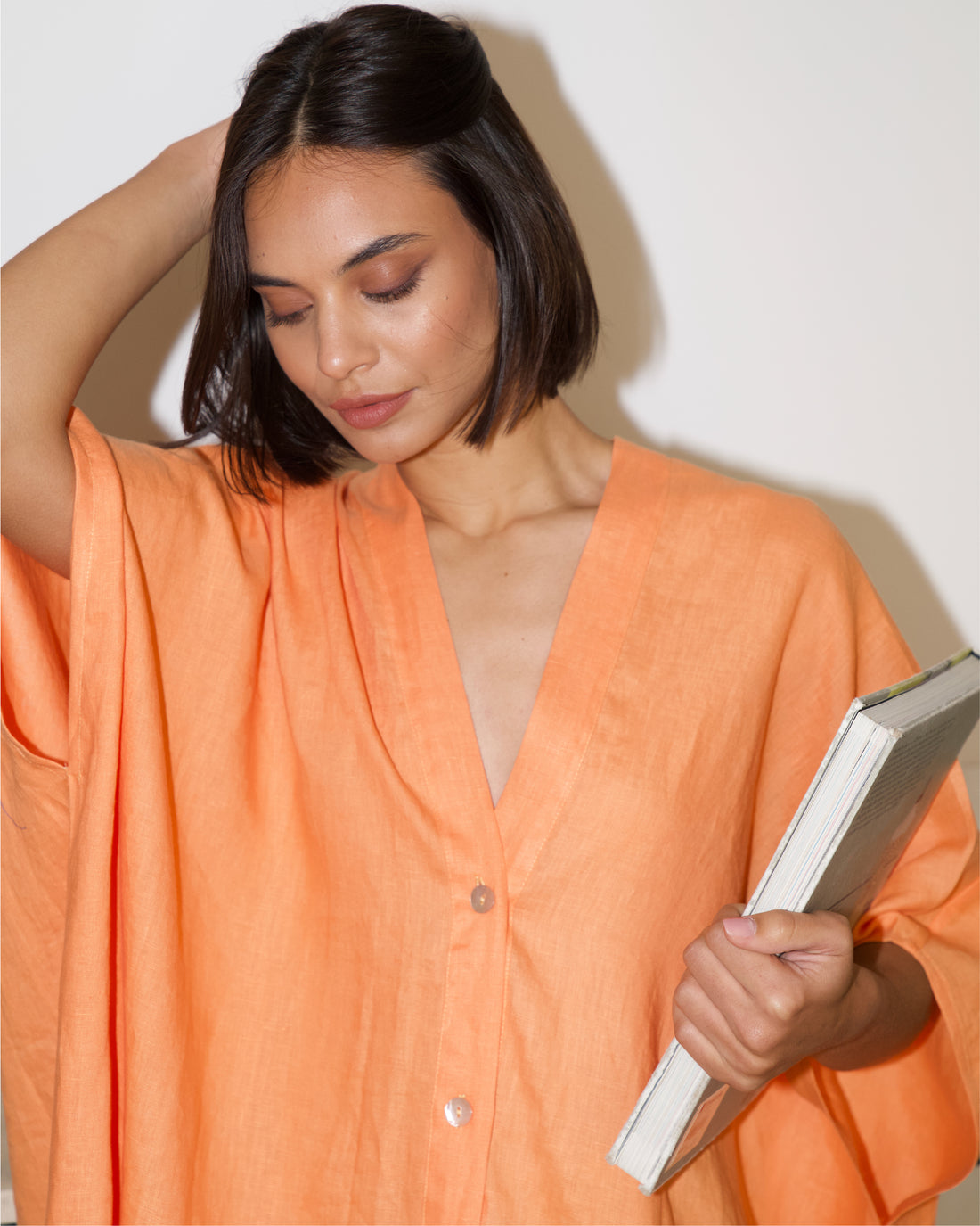 Orange Linen Flow Kaftan