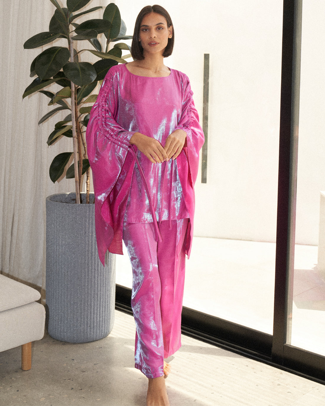 Shimmery Cotton Set — Magenta Bloom