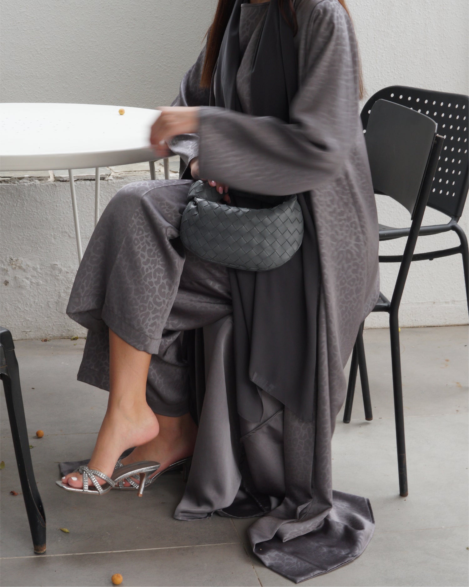 Grey Silk Cotton Abaya