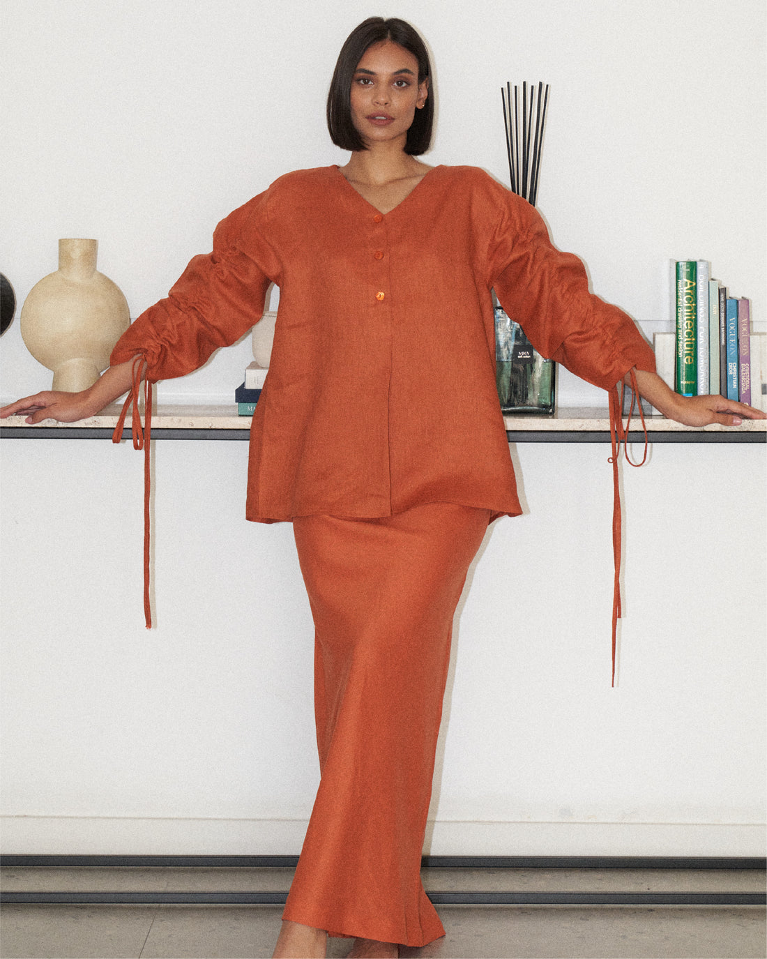 Burnt Orange Skirt Set