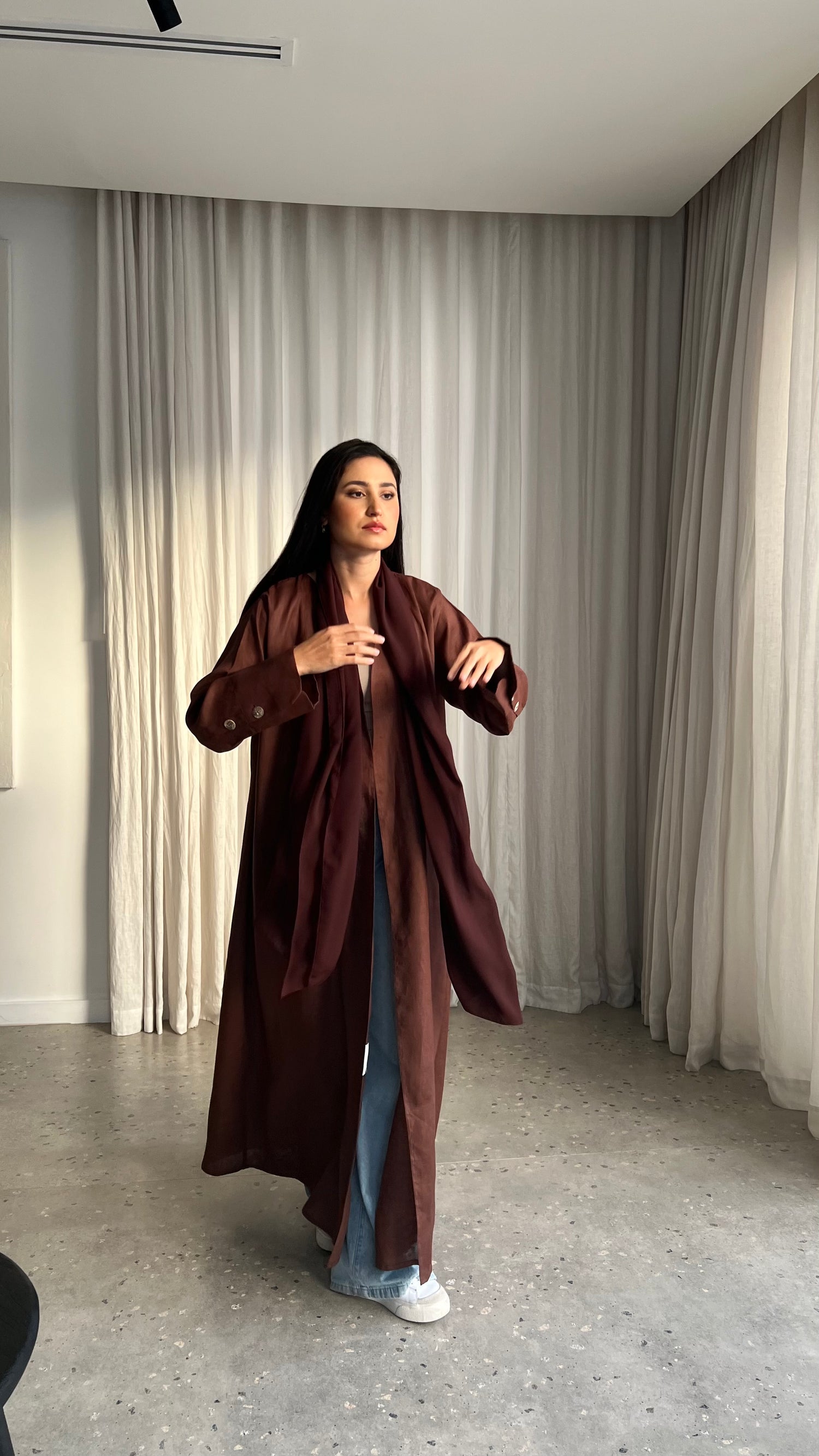 Brown Linen Abaya