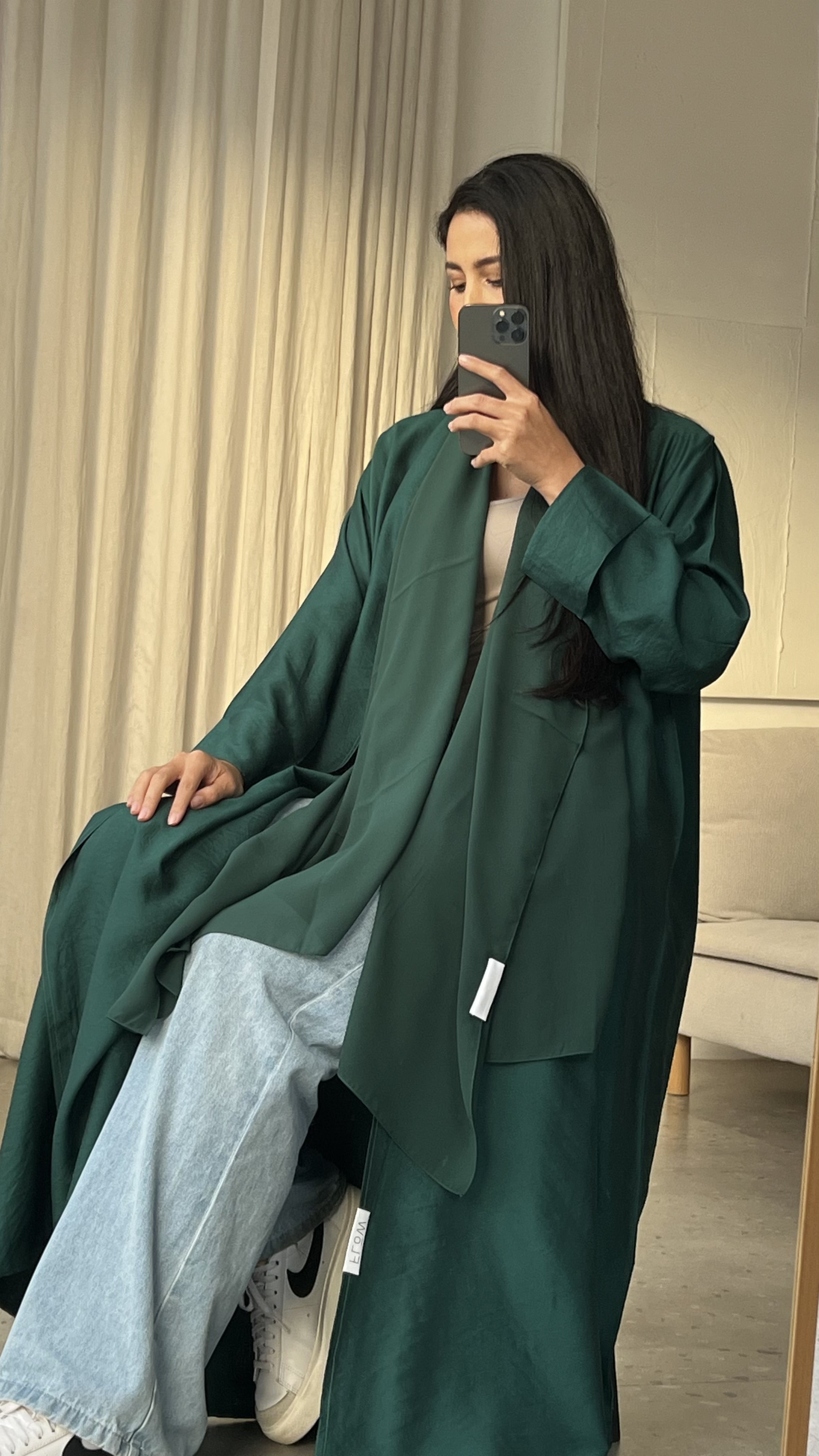 Green Cotton Abaya